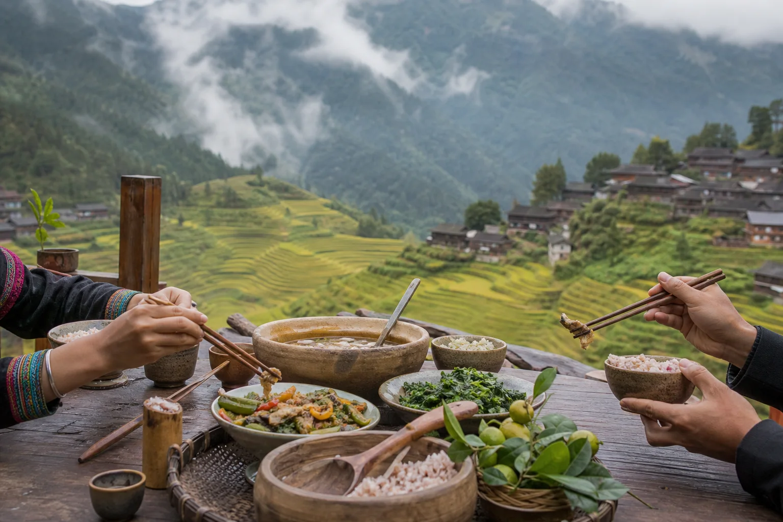 Yunnan mountain village and rice terraces